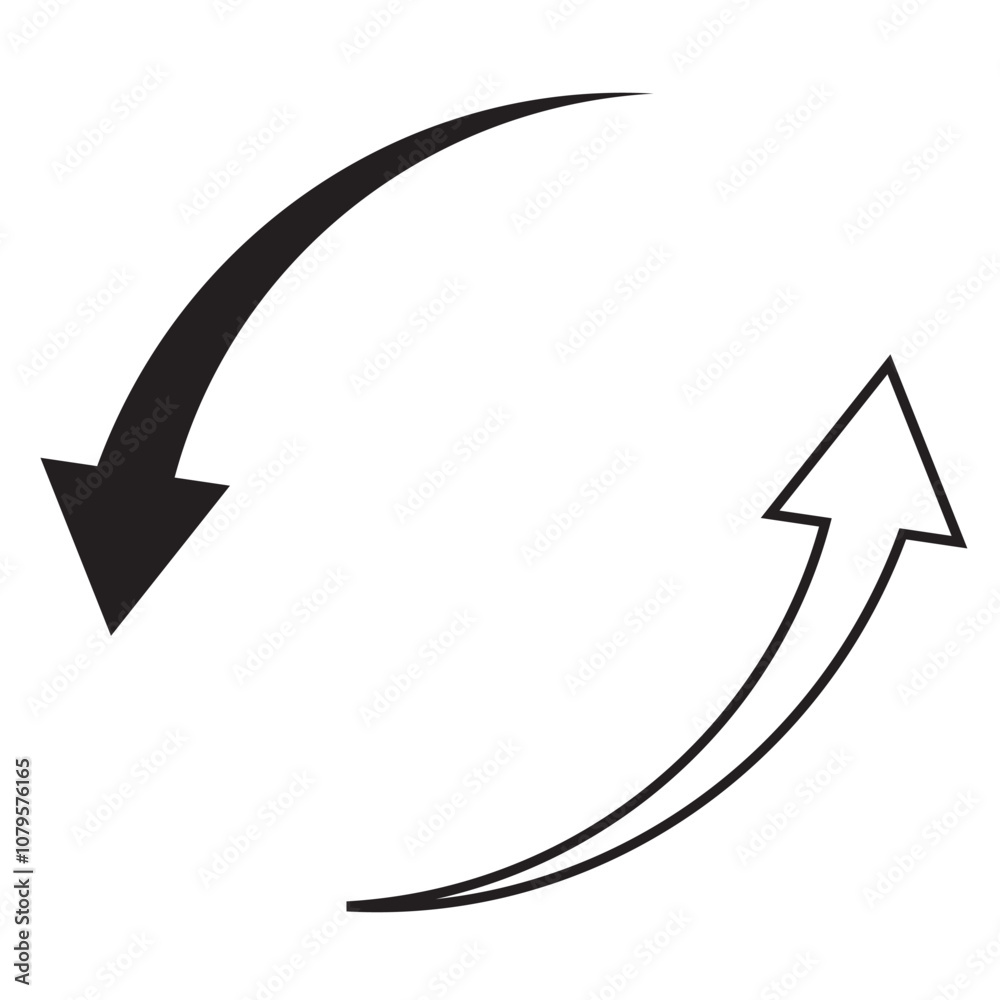 Circle arrows icon. Black color, different thickness. Recycle icon set, refresh, repeat, Vector illustration. Circle arrows icon. Black color, different thickness. Recycle icon set, refresh, repeat, Vector illustration.