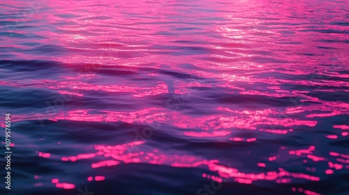 Neon light effect creating a calming ambiance over water showcasing pink reflections on the surface