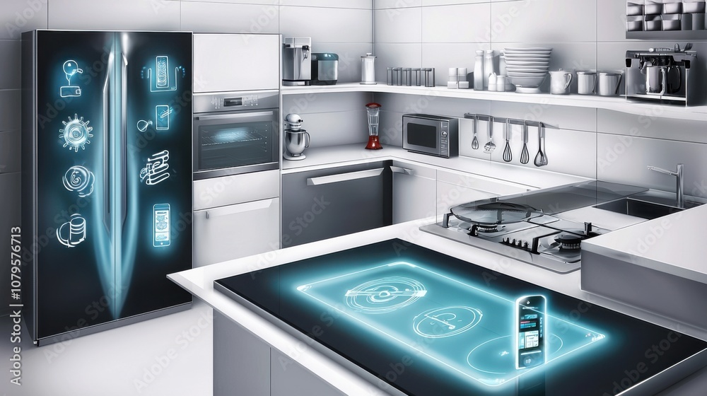 Modern Kitchen with Smart Appliances and Technology Modern Kitchen with Smart Appliances and Technology