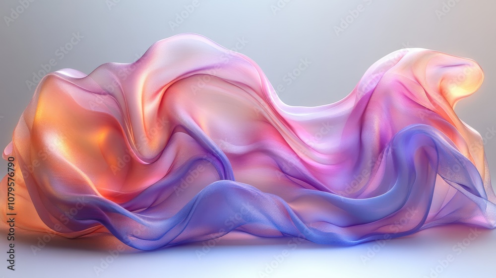 3d rendering colorful transparent silk