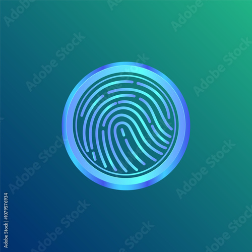 Digital fingerprint, illustration of futuristic scanning technology for biometric identification, data security, user passwords, control accounts, and health monitoring.