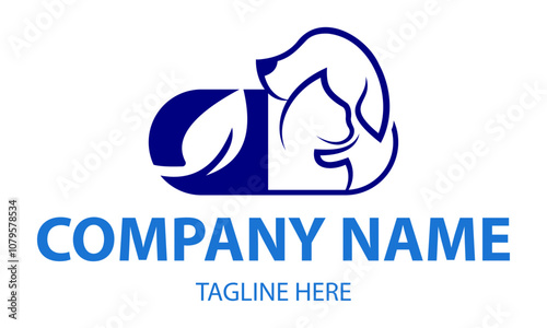 Blue Color Cat and Dog Leaf Health Medicine Logo Design photo