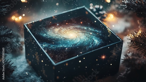 Enchantment of the Cosmos - Festive Gift Box with Galactic Wonderland, Magical Christmas Surprise