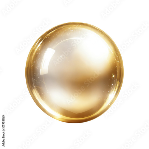 Shiny gold bubble on transparent background