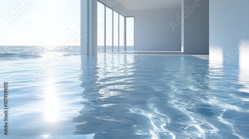 empty room with water inside 3d rendering