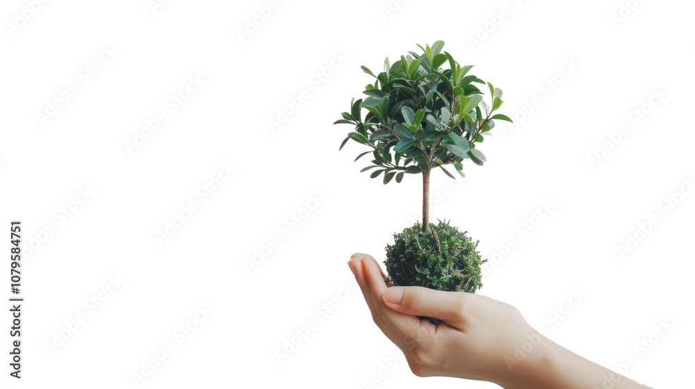 Tree plant in hand on white transparent background
Tree plant in hand on white transparent background