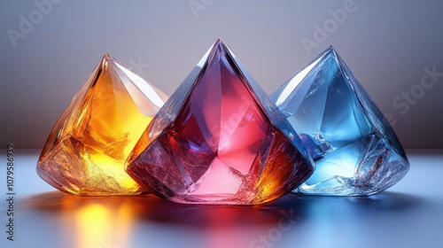 glass geometries with dispersion colors with alpha channel 3d rendering photo