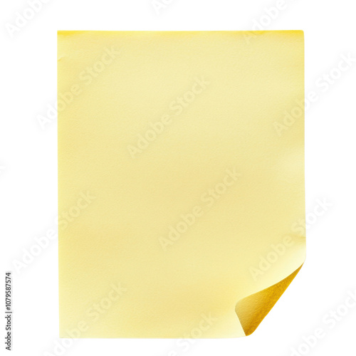 Obraz na płótnie blank yellow sticky note with curled edge, perfect for jotting down reminders or messages. Its vibrant color adds cheerful touch to any workspace w salonie