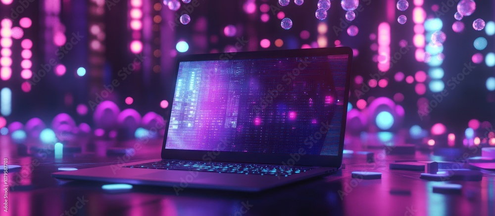 Laptop in Neon Lights Laptop in Neon Lights