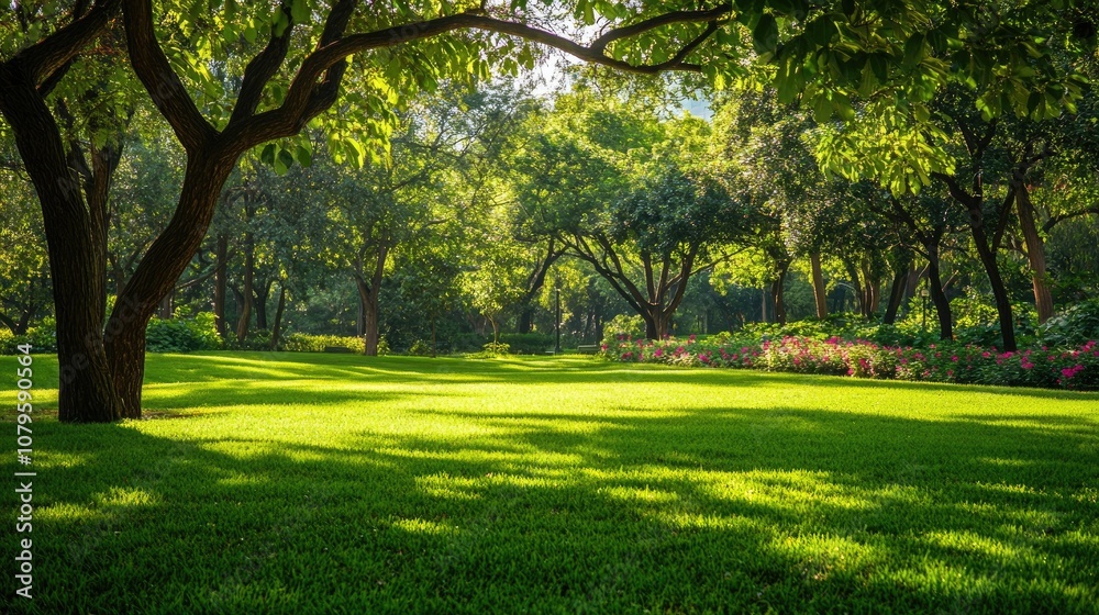 Lush park scenery showcasing vibrant greenery and natural beauty Lush park scenery showcasing vibrant greenery and natural beauty