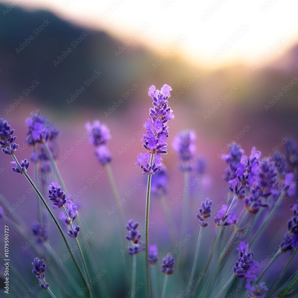 Naklejka premium Fresh Lavender flower on natural background