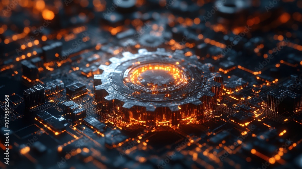 mechanical gear with technology background 3d rendering mechanical gear with technology background 3d rendering