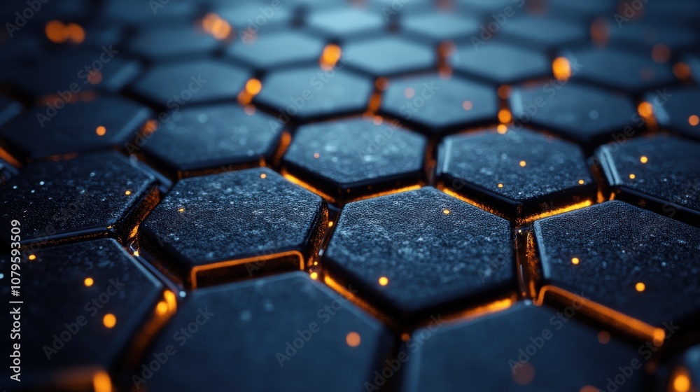 molecule structure with hexagonal shape 3d rendering