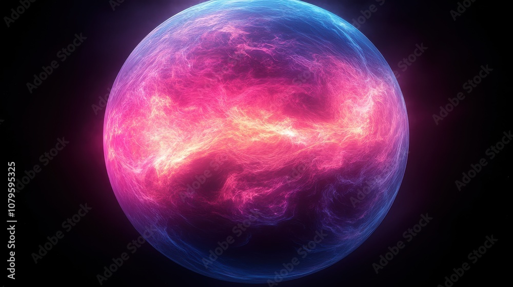 planet with dark neon light effect 3d rendering planet with dark neon light effect 3d rendering