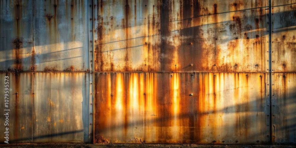 custom made wallpaper toronto digitalThe Rust-Etched Metal Panel, Bathed in Golden Light and Streaked with Shadows