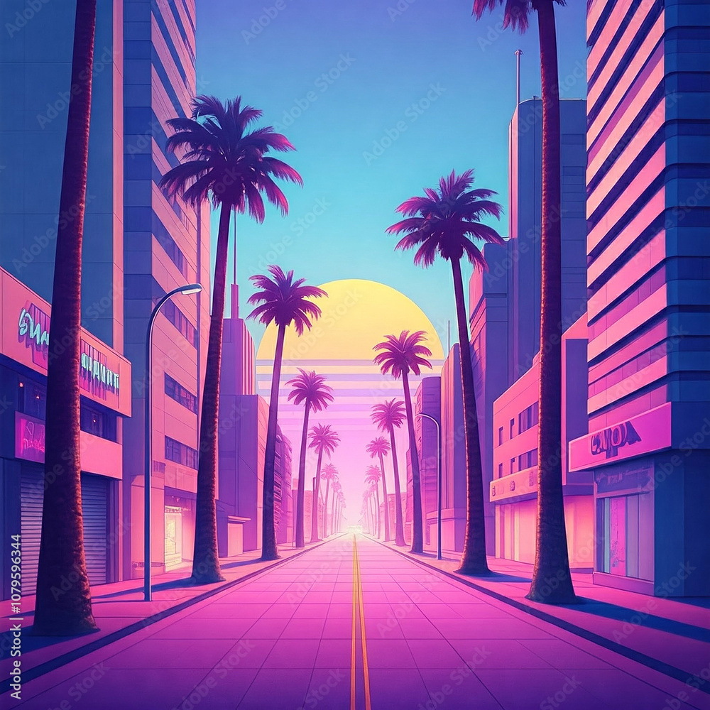 Obraz premium 80s Night: Cityscape