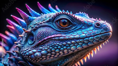 The Majesty of Scaled Beauty, A Close-Up Portrait of a Reptilian Creature with Striking Colors and Intricate Patterns