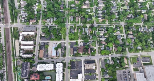 Bird’s-Eye View of Downtown Wheaton: A Stunning Aerial Perspective” photo