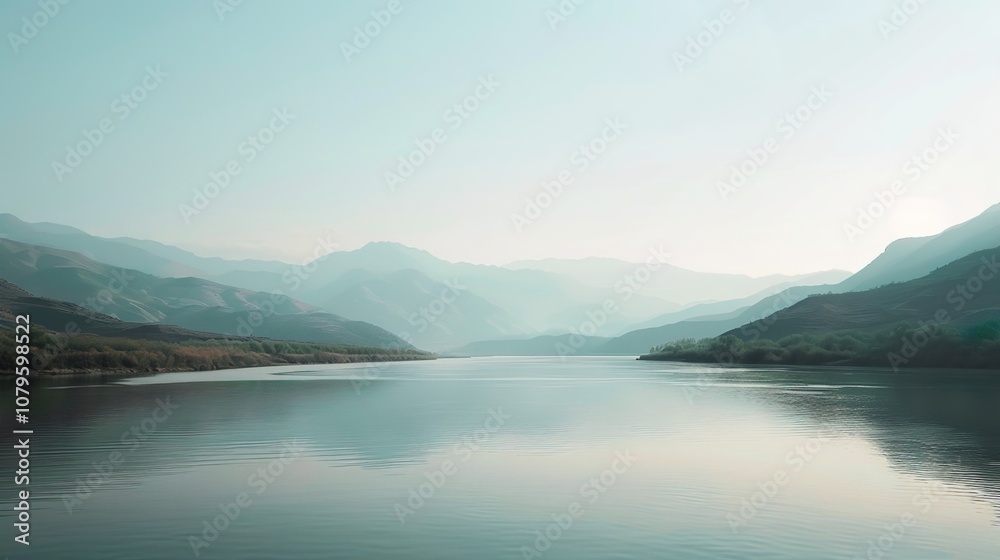 Tranquil Quiet Mountains and Rivers: The Allure of Minimalist Background Tranquil Quiet Mountains and Rivers: The Allure of Minimalist Background