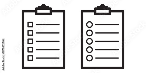 Checklist icon. Clipboard icon. Containing clipboard with checkmark, document, checkbox on paper icon vector illustration. EPS 10