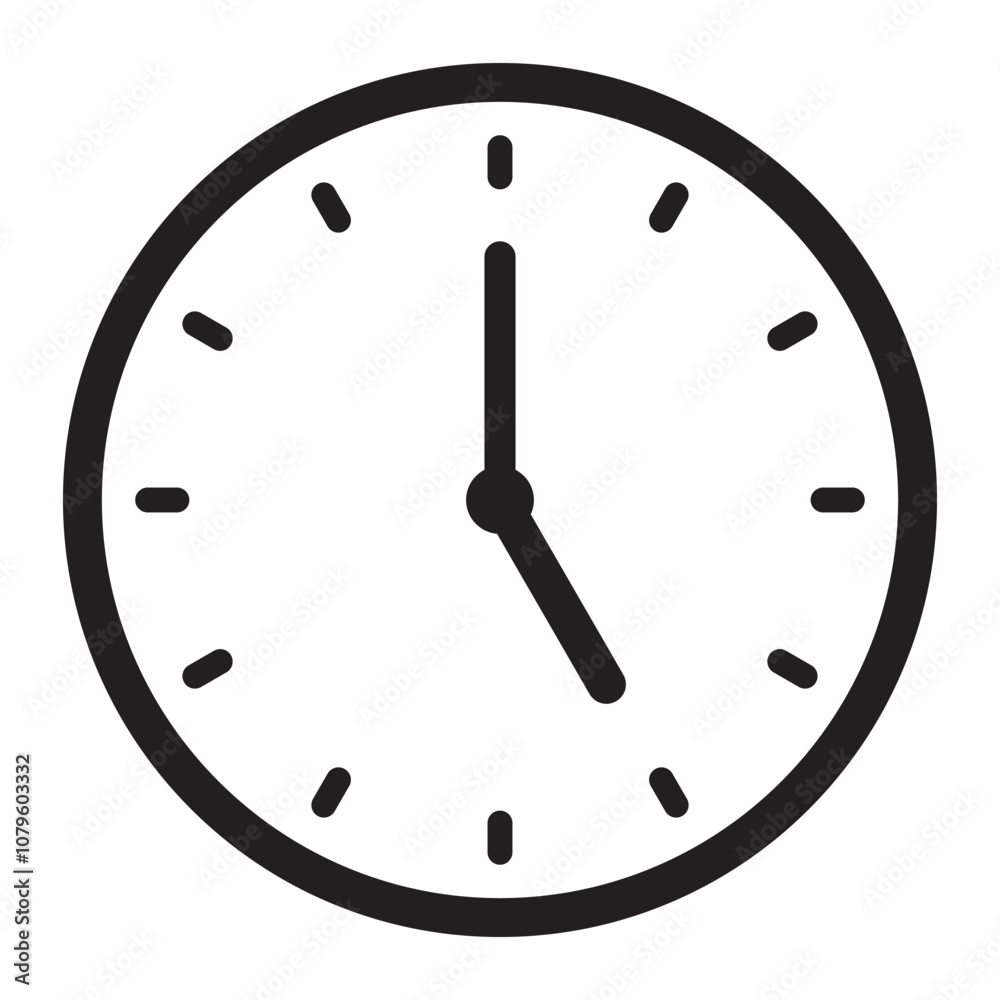 Clock icon. Time icon. Line clock symbol isolated on white background. Clock icon. Time icon. Line clock symbol isolated on white background.
