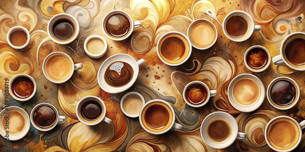 A symphony of caffeine hues, swirling patterns of coffee and cream, a visual feast for the senses. A symphony of caffeine hues, swirling patterns of coffee and cream, a visual feast for the senses.