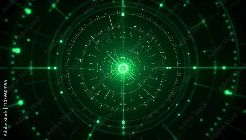Obraz premium Green radar interface in futuristic sci-fi style