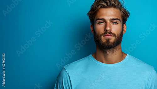 Confident man with beard looking at camera smiling generated by AI