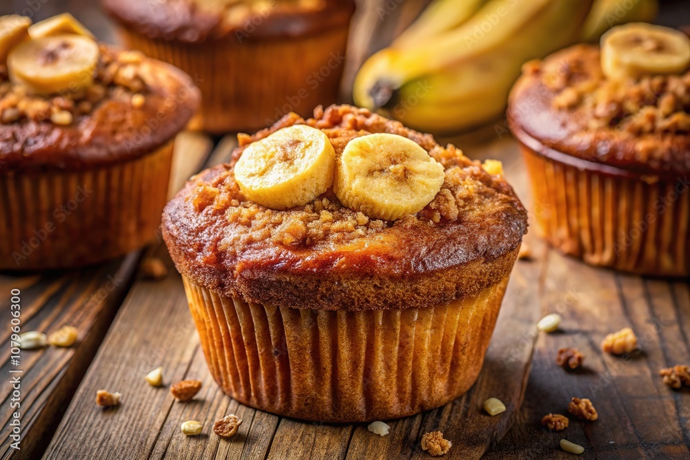Delicious Banana Muffin Cake Portrait Photography, Sweet Treats, Bakery, Dessert Delicious Banana Muffin Cake Portrait Photography, Sweet Treats, Bakery, Dessert