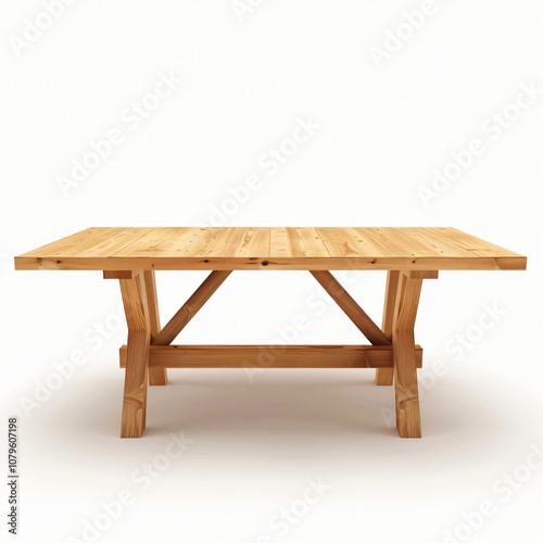 3D wood table isolated on a white background