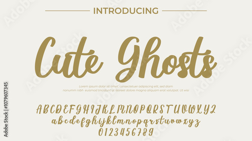 Cute Ghosts Font Stylish brush painted an uppercase vector letters, alphabet, typeface