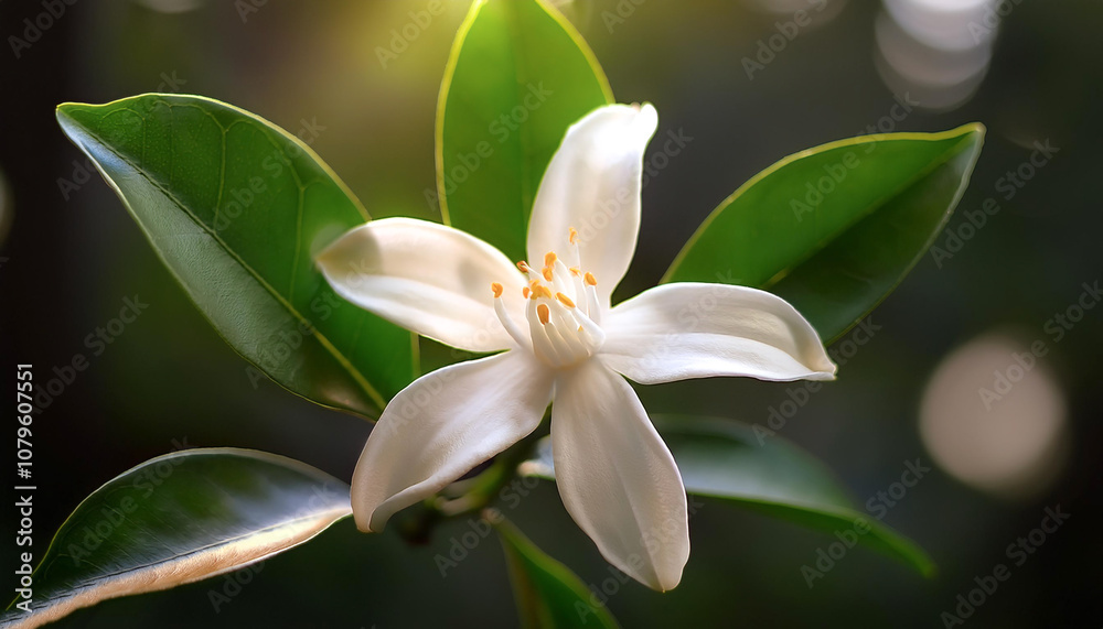Fresh A Neroli blossom flower on natural background Fresh A Neroli blossom flower on natural background