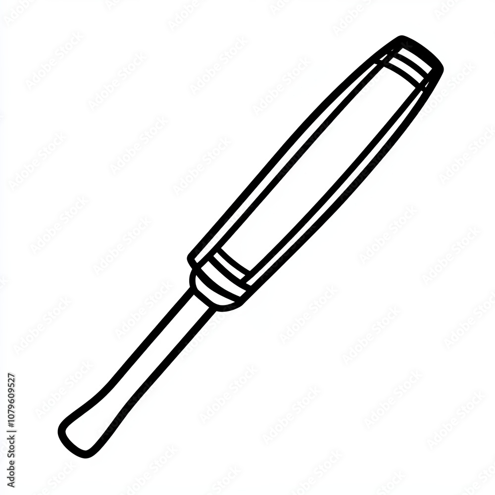 This icon features a minimalist black outline of a cricket bat set on a white background, suitable for sports graphics and illustrations This icon features a minimalist black outline of a cricket bat set on a white background, suitable for sports graphics and illustrations