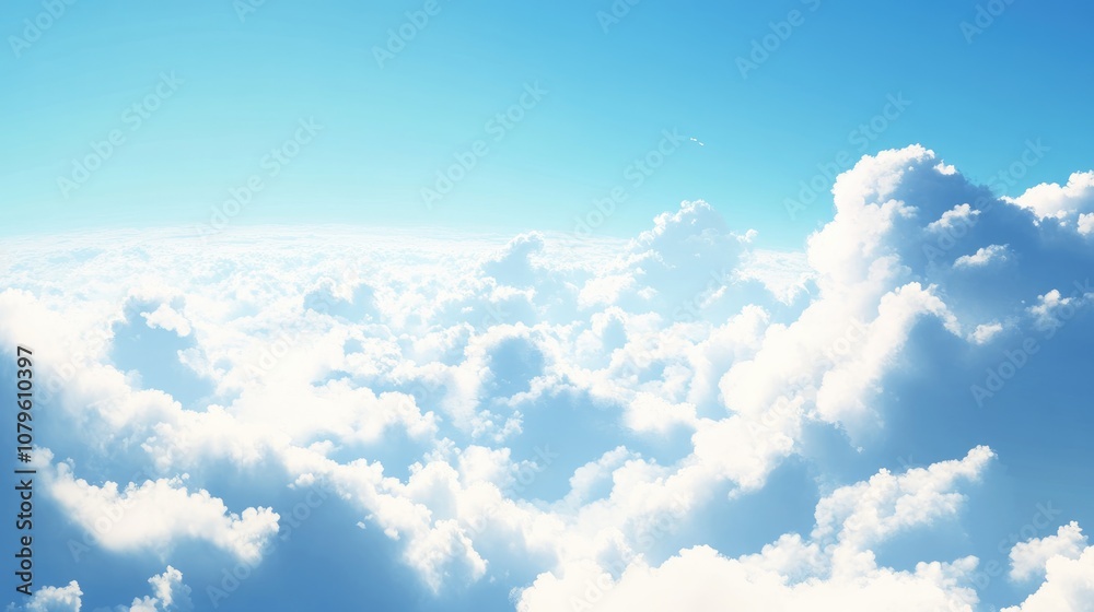 Vast expanse of soft white clouds floating in a bright blue sky