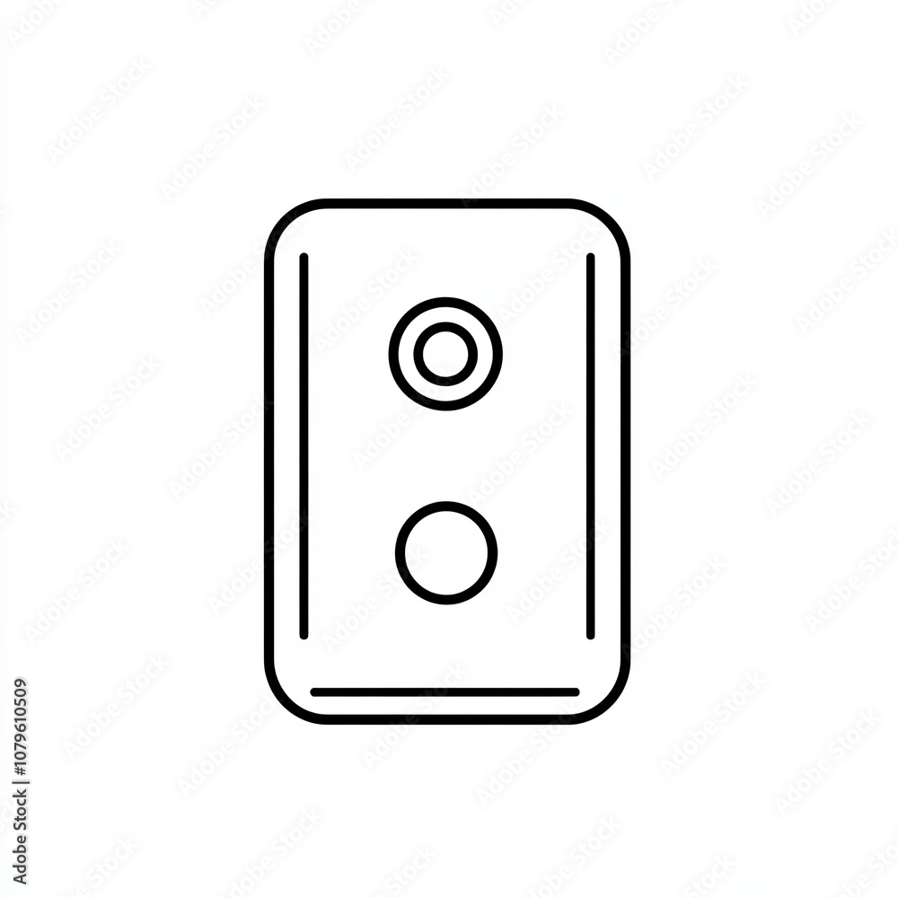 This design showcases a minimalistic doorbell icon in black and white. It features a straightforward line interface ideal for various digital applications This design showcases a minimalistic doorbell icon in black and white. It features a straightforward line interface ideal for various digital applications