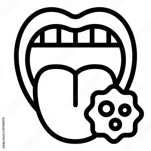 Oral Tongue Cancer with Cancer Cell outline icon