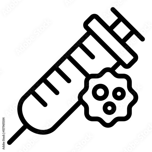 Syringe with cancer cell outline icon