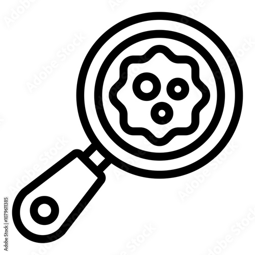 Cancer cell under magnification for Research outline icon