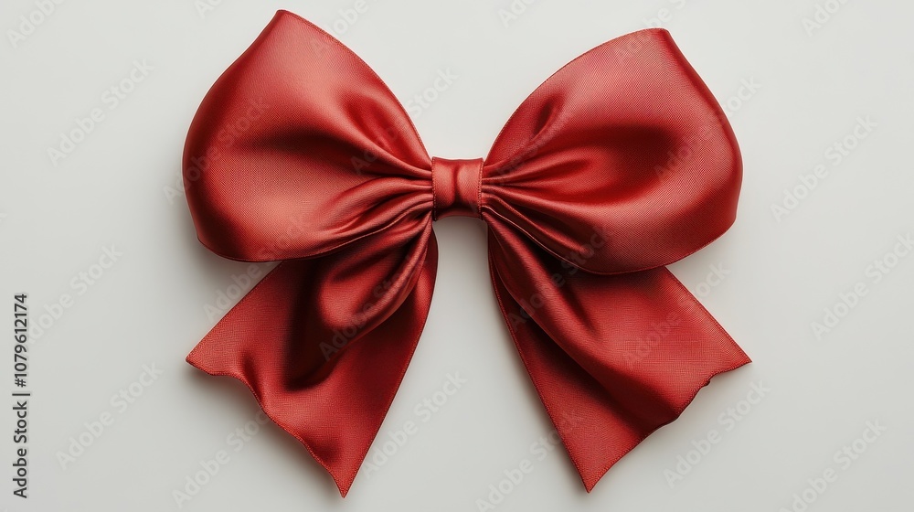 Festive Red Ribbon Bow Isolated on White Festive Red Ribbon Bow Isolated on White
