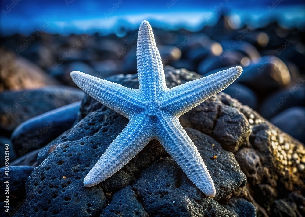 White Blue Starfish on Black Volcanic Rock Food Photography, High-Resolution, Gourmet, Culinary, Seashell, Seafood, Artistic, Delicious, Close-up, Macro, Food Styling White Blue Starfish on Black Volcanic Rock Food Photography, High-Resolution, Gourmet, Culinary, Seashell, Seafood, Artistic, Delicious, Close-up, Macro, Food Styling