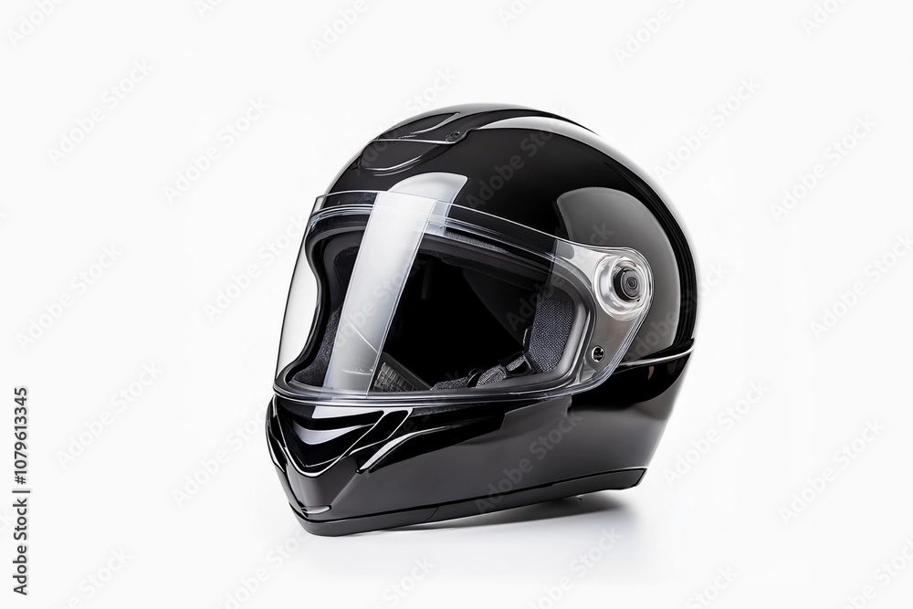 Black modular motorcycle helmet on isolated white background. Black modular motorcycle helmet on isolated white background.