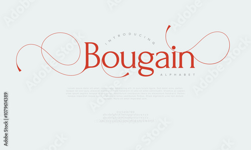 Bougain typography beauty fashion elegant minimalist serif italic fonts decorative wedding vintage retro logos. Minimal luxury font alphabet logo. Vector illustration