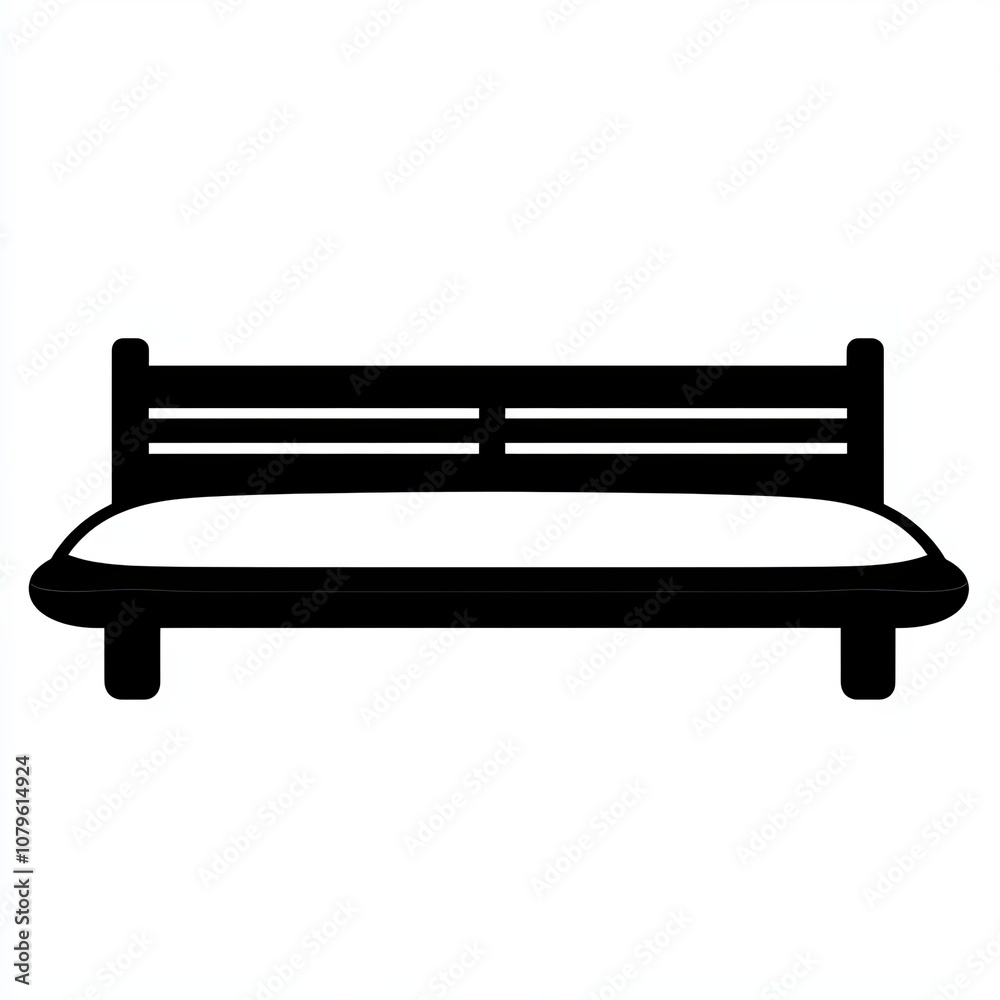 This icon features a black futon design against a white background, illustrating a versatile and uncomplicated furniture choice suitable for various settings This icon features a black futon design against a white background, illustrating a versatile and uncomplicated furniture choice suitable for various settings