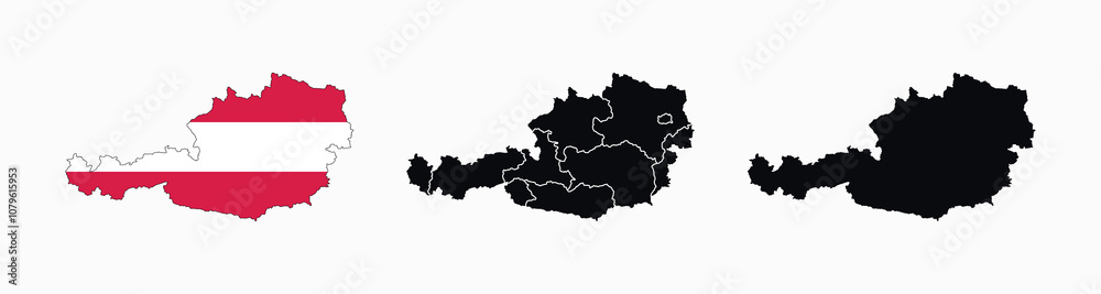 Austria Map vector icon. Map of Austria various styles. Austria Map vector icon. Map of Austria various styles.