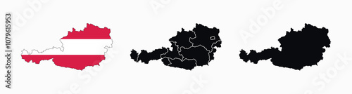 Austria Map vector icon. Map of Austria various styles.