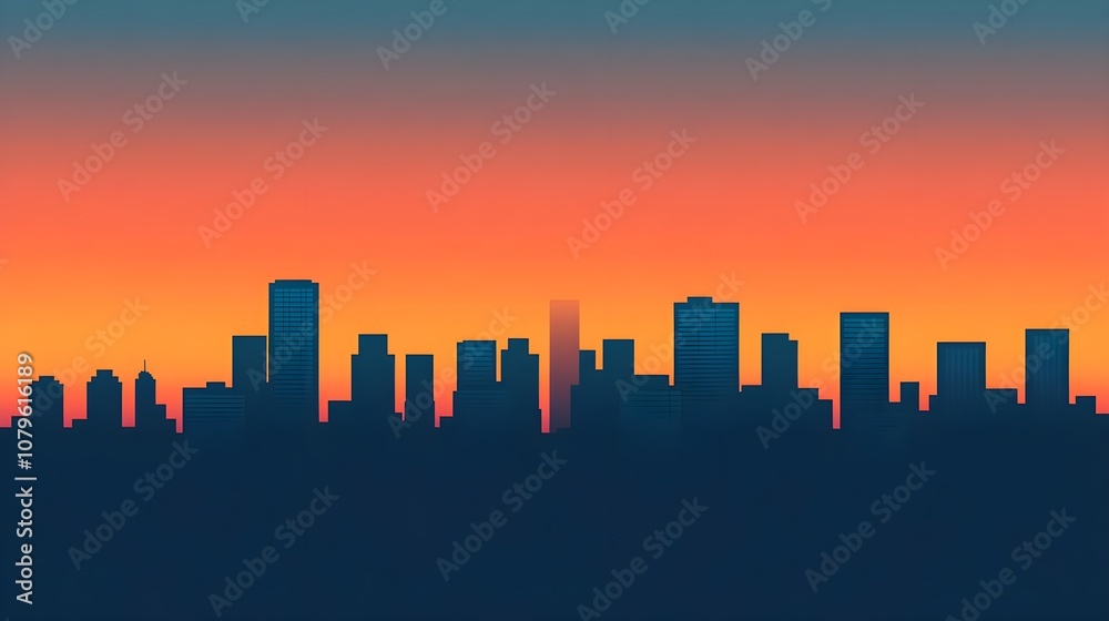 City Skyline Sunset Silhouette City Skyline Sunset Silhouette