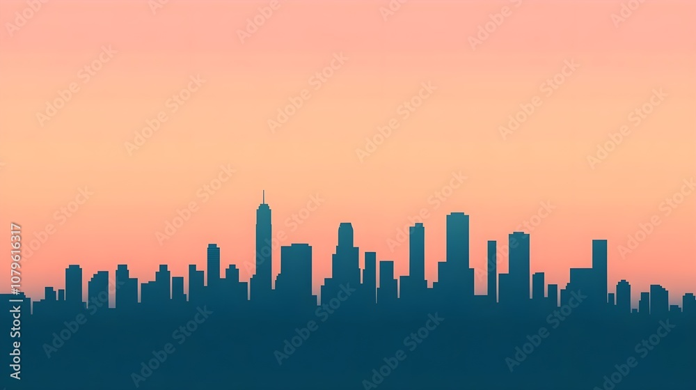 Obraz premium City Skyline Sunset Silhouette