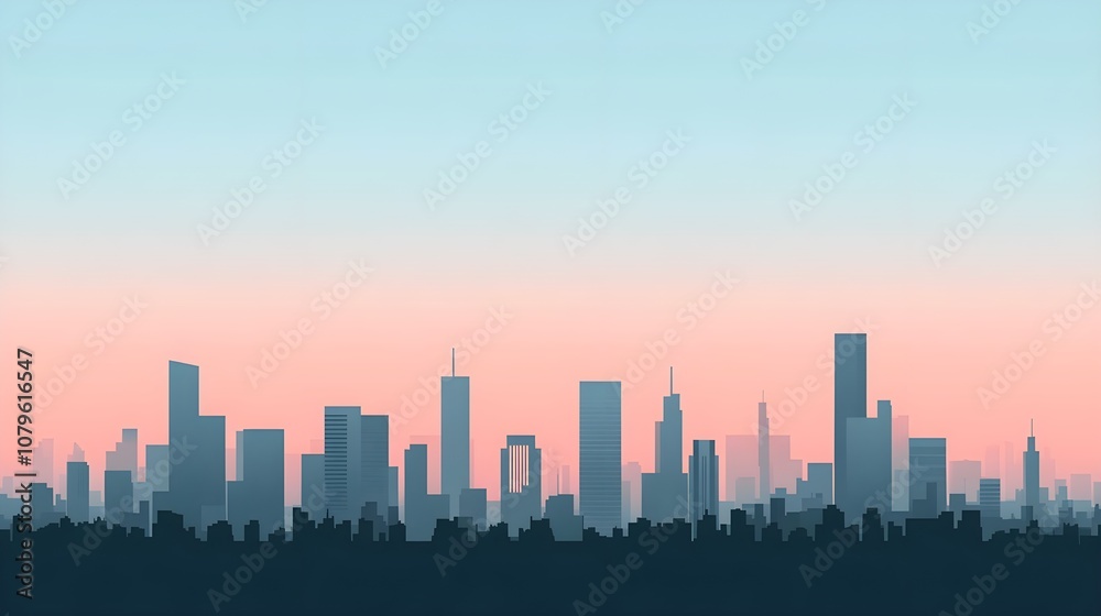 Fototapeta premium Cityscape Silhouette at Sunset