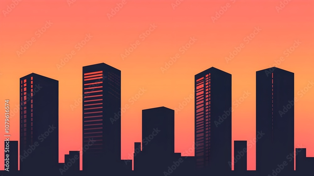 Cityscape Silhouette Sunset Cityscape Silhouette Sunset