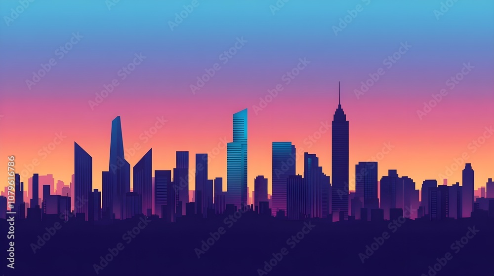 Obraz premium Cityscape Silhouette Sunset